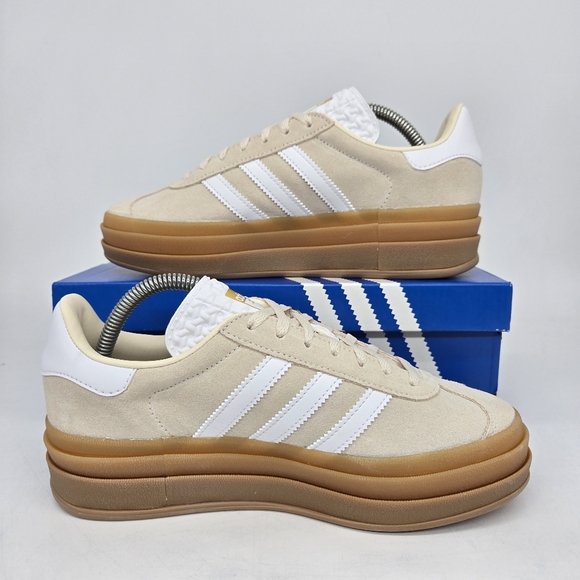 adidas Originals Gazelle Bold JP9288 White Beige Gold Shoes Women's Size 7 New - Picture 6 of 8